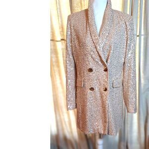 Saints and Hearts Blazer Dress Pink w Gold Sequins NWT Size L